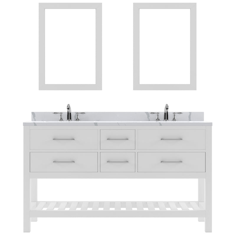 Modern Fittings Caroline Estate 60" Double Bath Vanity with Calacatta Quartz Top and Round Sinks