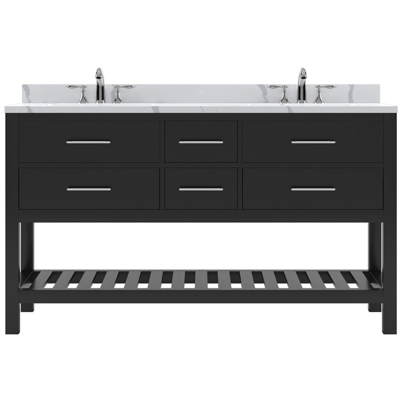 Modern Fittings Caroline Estate 60" Double Bath Vanity with Calacatta Quartz Top and Square Sinks