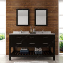 Modern Fittings Caroline Estate 60" Double Bath Vanity with Calacatta Quartz Top and Square Sinks