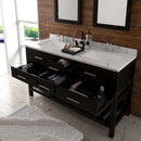 Modern Fittings Caroline Estate 60" Double Bath Vanity with Calacatta Quartz Top and Square Sinks