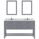 Modern Fittings Caroline Estate 60" Double Bath Vanity with Calacatta Quartz Top and Square Sinks Faucets