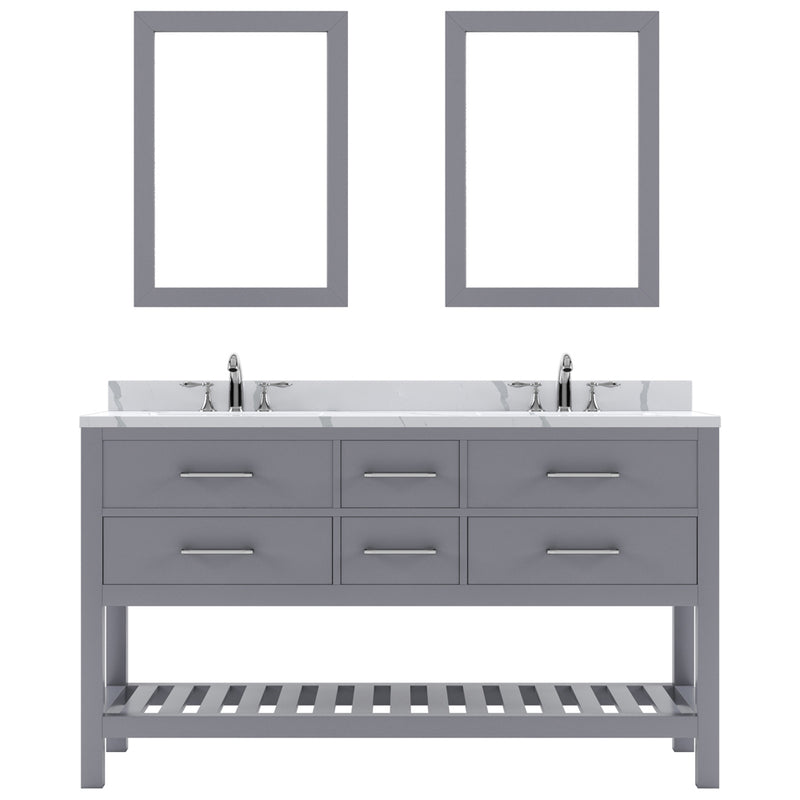 Modern Fittings Caroline Estate 60" Double Bath Vanity with Calacatta Quartz Top and Square Sinks