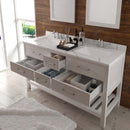 Modern Fittings Caroline Estate 60" Double Bath Vanity with Calacatta Quartz Top and Square Sinks