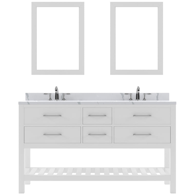 Modern Fittings Caroline Estate 60" Double Bath Vanity with Calacatta Quartz Top and Square Sinks