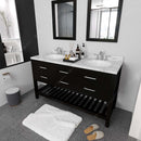 Modern Fittings Caroline Estate 60" Double Bath Vanity with Cultured Marble Quartz Top and Round Sinks Faucets