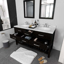 Modern Fittings Caroline Estate 60" Double Bath Vanity with Cultured Marble Quartz Top and Round Sinks