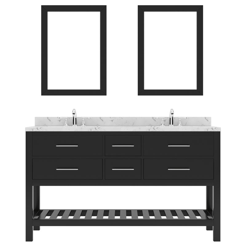 Modern Fittings Caroline Estate 60" Double Bath Vanity with Cultured Marble Quartz Top and Round Sinks