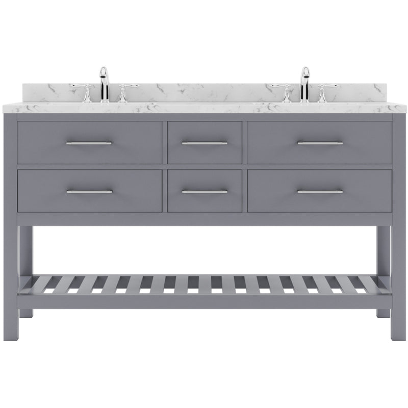 Modern Fittings Caroline Estate 60" Double Bath Vanity with Cultured Marble Quartz Top and Round Sinks