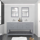 Modern Fittings Caroline Estate 60" Double Bath Vanity with Cultured Marble Quartz Top and Round Sinks Faucets