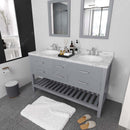 Modern Fittings Caroline Estate 60" Double Bath Vanity with Cultured Marble Quartz Top and Round Sinks