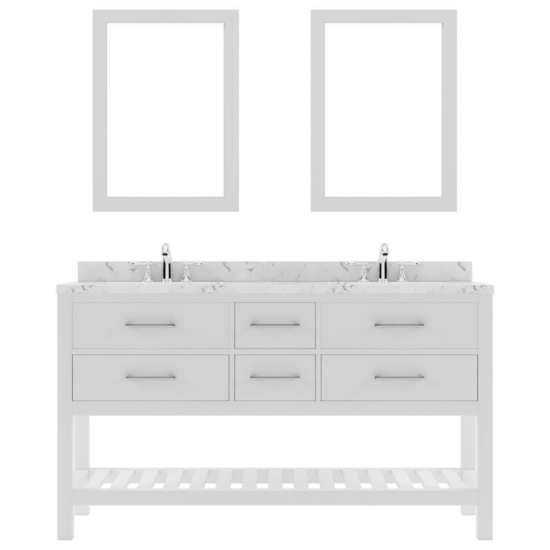 Modern Fittings Caroline Estate 60" Double Bath Vanity with Cultured Marble Quartz Top and Round Sinks