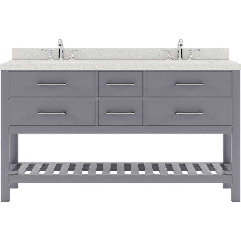 Modern Fittings Caroline Estate 60" Double Bath Vanity with Quartz Top and Round Sinks