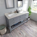 Modern Fittings Caroline Estate 60" Double Bath Vanity with Quartz Top and Square Sinks