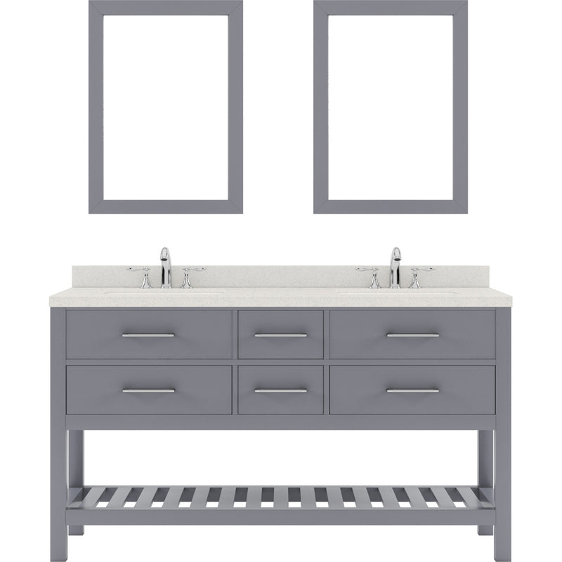 Modern Fittings Caroline Estate 60" Double Bath Vanity with Quartz Top and Square Sinks