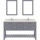 Modern Fittings Caroline Estate 60" Double Bath Vanity with Quartz Top and Square Sinks Faucets