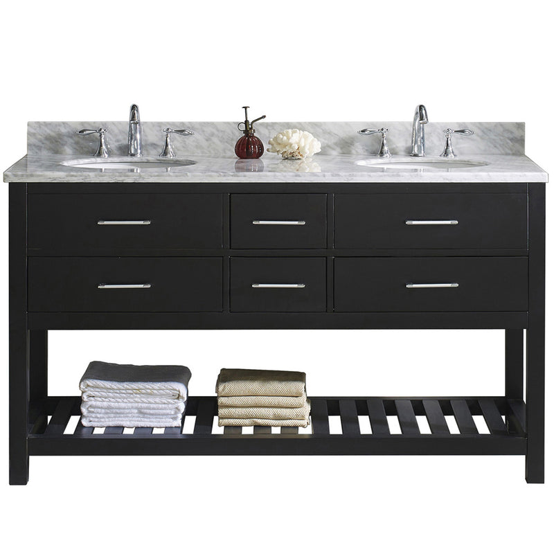 Modern Fittings Caroline Estate 60" Double Bath Vanity with Marble Top and Round Sinks