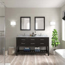 Modern Fittings Caroline Estate 60" Double Bath Vanity with Marble Top and Round Sinks Faucets