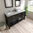 Modern Fittings Caroline Estate 60" Double Bath Vanity with Marble Top and Round Sinks Faucets