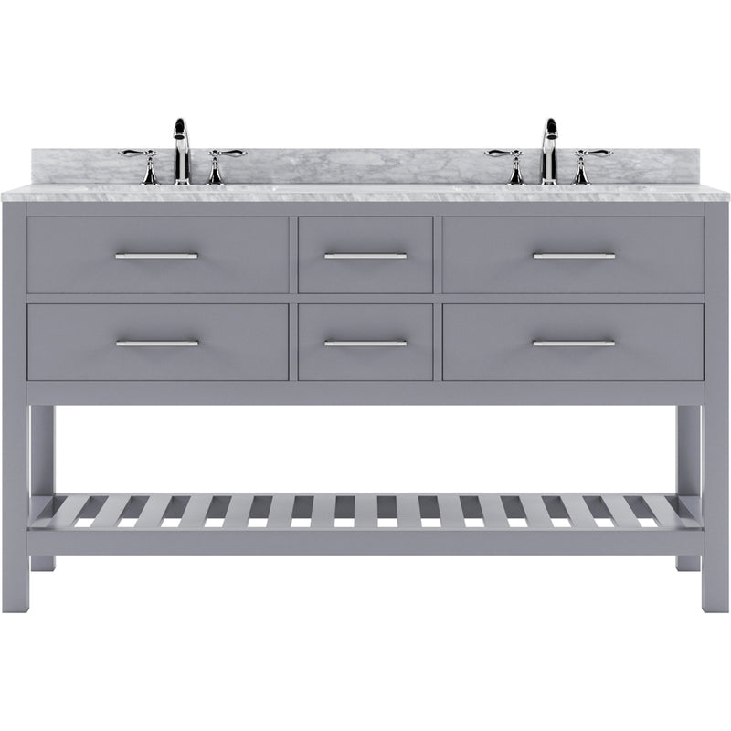 Modern Fittings Caroline Estate 60" Double Bath Vanity with Marble Top and Round Sinks