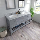 Modern Fittings Caroline Estate 60" Double Bath Vanity with Marble Top and Round Sinks