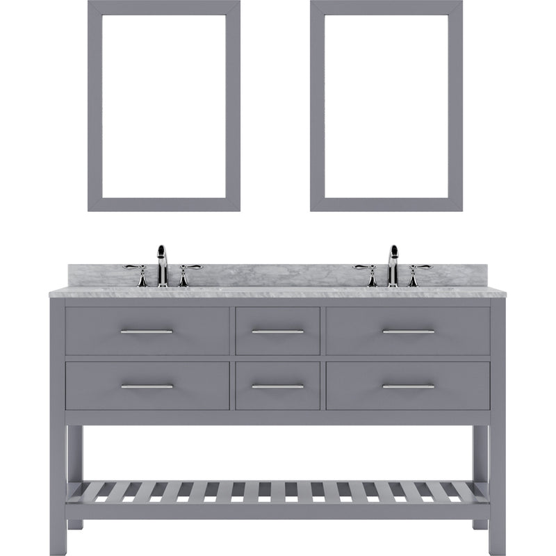 Modern Fittings Caroline Estate 60" Double Bath Vanity with Marble Top and Round Sinks Faucets