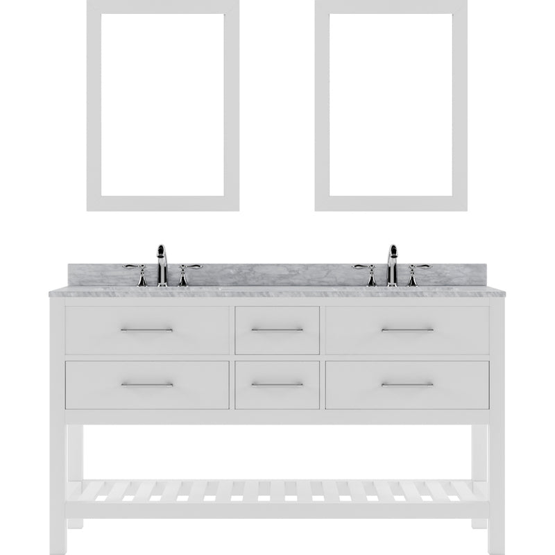 Modern Fittings Caroline Estate 60" Double Bath Vanity with Marble Top and Round Sinks Faucets