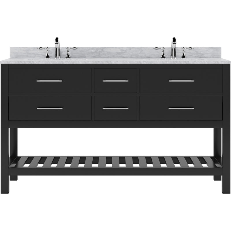 Modern Fittings Caroline Estate 60" Double Bath Vanity with Marble Top and Square Sinks