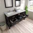 Modern Fittings Caroline Estate 60" Double Bath Vanity with Marble Top and Square Sinks