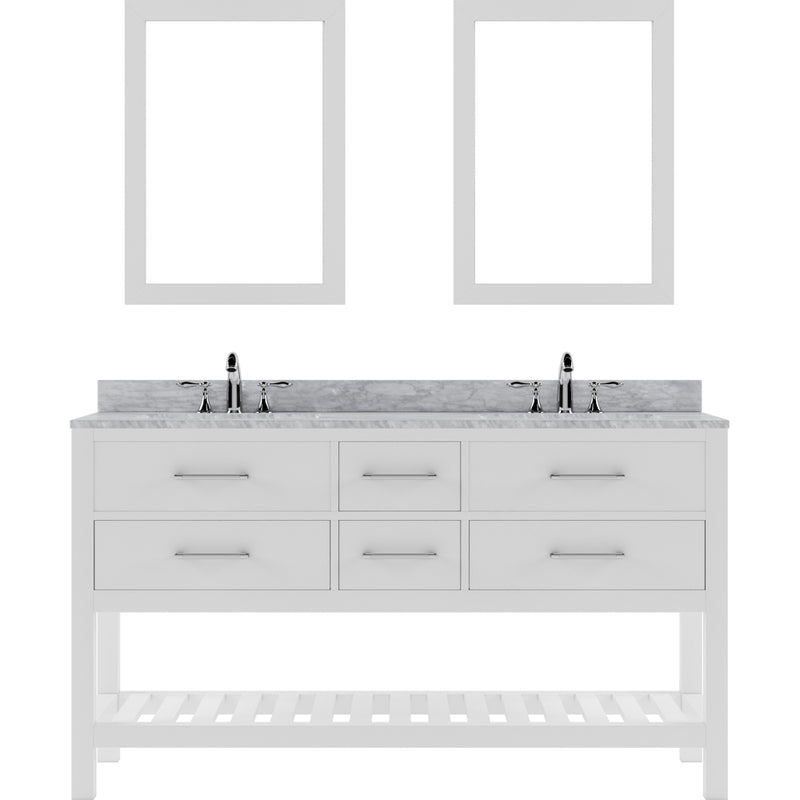 Modern Fittings Caroline Estate 60" Double Bath Vanity with Marble Top and Square Sinks Faucets