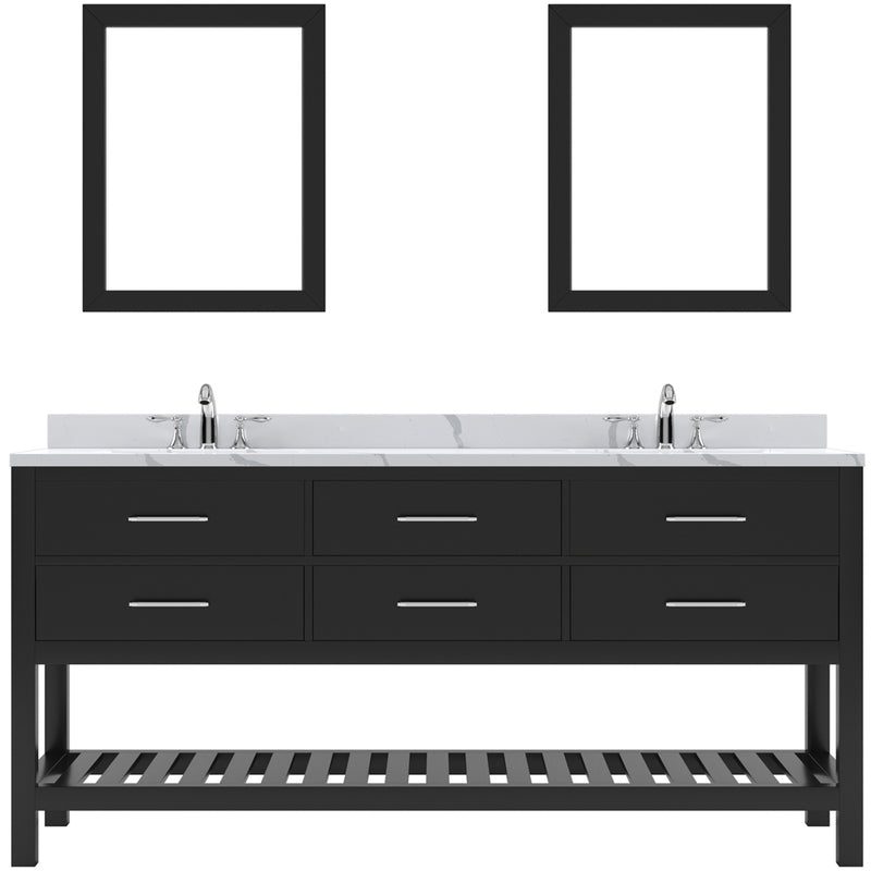 Modern Fittings Caroline Estate 72" Double Bath Vanity with Calacatta Quartz Top and Round Sinks Faucets