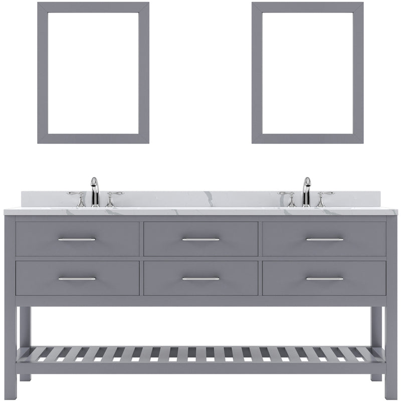 Modern Fittings Caroline Estate 72" Double Bath Vanity with Calacatta Quartz Top and Round Sinks Faucets