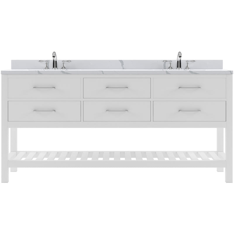 Modern Fittings Caroline Estate 72" Double Bath Vanity with Calacatta Quartz Top and Round Sinks