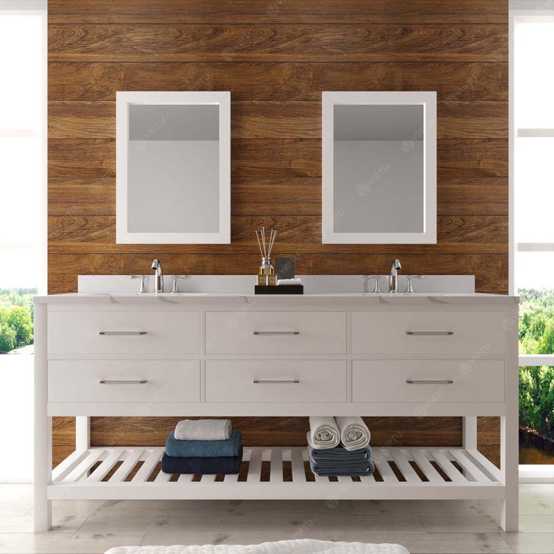 Modern Fittings Caroline Estate 72" Double Bath Vanity with Calacatta Quartz Top and Round Sinks