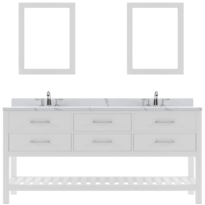 Modern Fittings Caroline Estate 72" Double Bath Vanity with Calacatta Quartz Top and Round Sinks Faucets