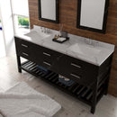 Modern Fittings Caroline Estate 72" Double Bath Vanity with Calacatta Quartz Top and Square Sinks