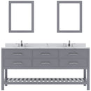 Modern Fittings Caroline Estate 72" Double Bath Vanity with Calacatta Quartz Top and Square Sinks Faucets