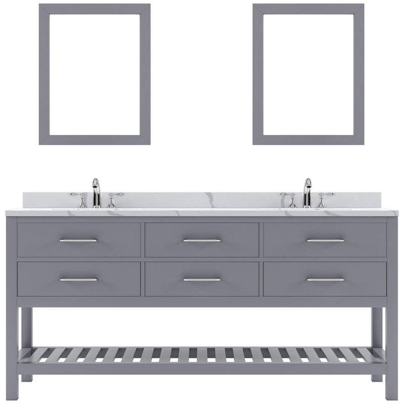 Modern Fittings Caroline Estate 72" Double Bath Vanity with Calacatta Quartz Top and Square Sinks Faucets