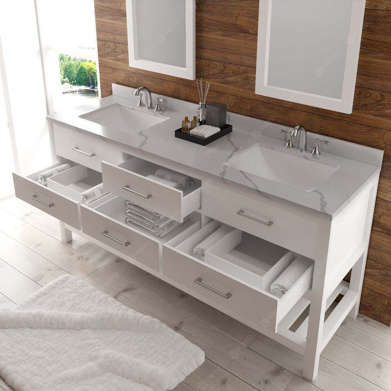 Modern Fittings Caroline Estate 72" Double Bath Vanity with Calacatta Quartz Top and Square Sinks