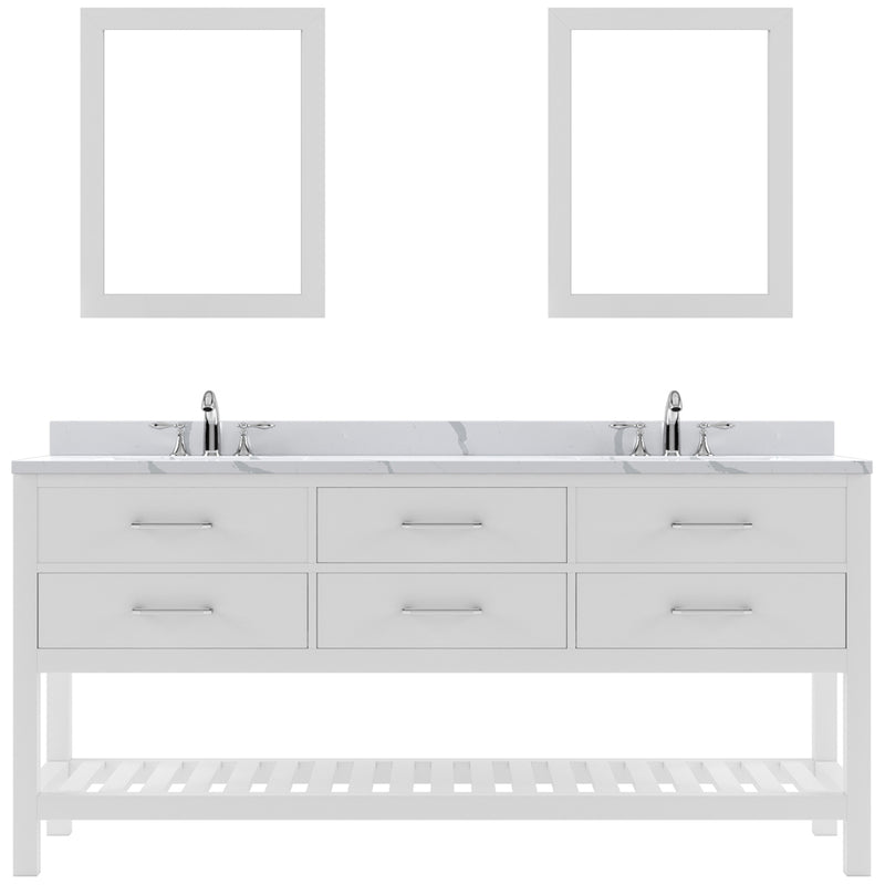 Modern Fittings Caroline Estate 72" Double Bath Vanity with Calacatta Quartz Top and Square Sinks Faucets