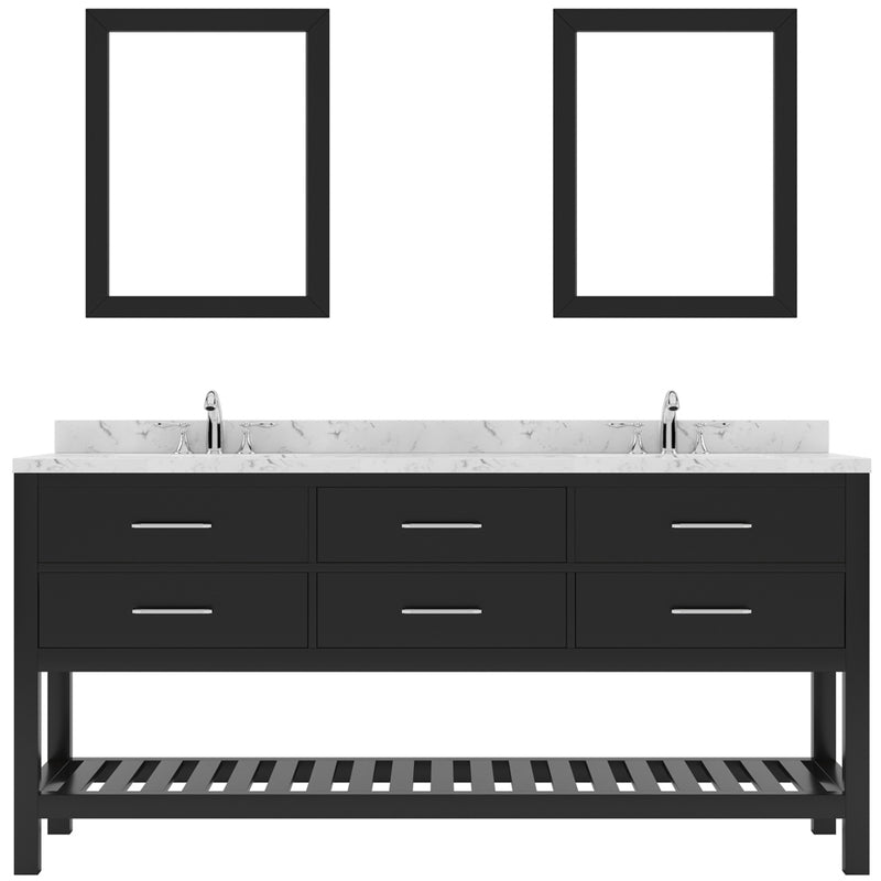 Modern Fittings Caroline Estate 72" Double Bath Vanity with Cultured Marble Quartz Top and Round Sinks Faucets