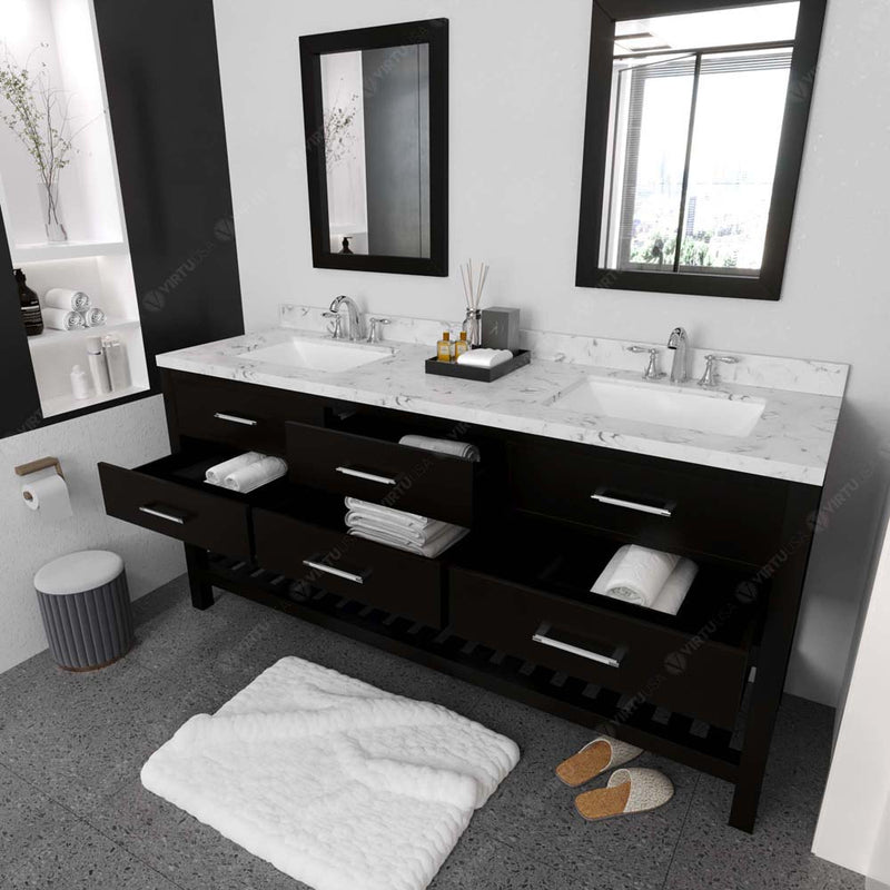 Modern Fittings Caroline Estate 72" Double Bath Vanity with Cultured Marble Quartz Top and Square Sinks