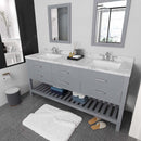 Modern Fittings Caroline Estate 72" Double Bath Vanity with Cultured Marble Quartz Top and Square Sinks Faucets