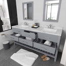 Modern Fittings Caroline Estate 72" Double Bath Vanity with Cultured Marble Quartz Top and Square Sinks Faucets