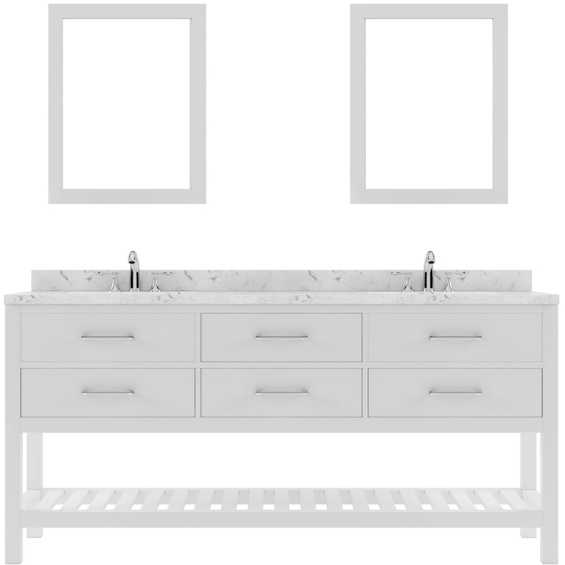 Modern Fittings Caroline Estate 72" Double Bath Vanity with Cultured Marble Quartz Top and Square Sinks Faucets