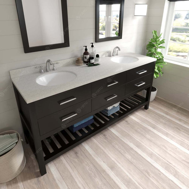 Modern Fittings Caroline Estate 72" Double Bath Vanity with Quartz Top and Round Sinks