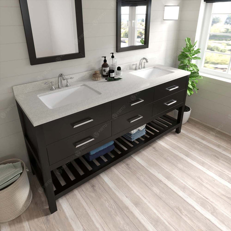 Modern Fittings Caroline Estate 72" Double Bath Vanity with Quartz Top and Square Sinks Faucets