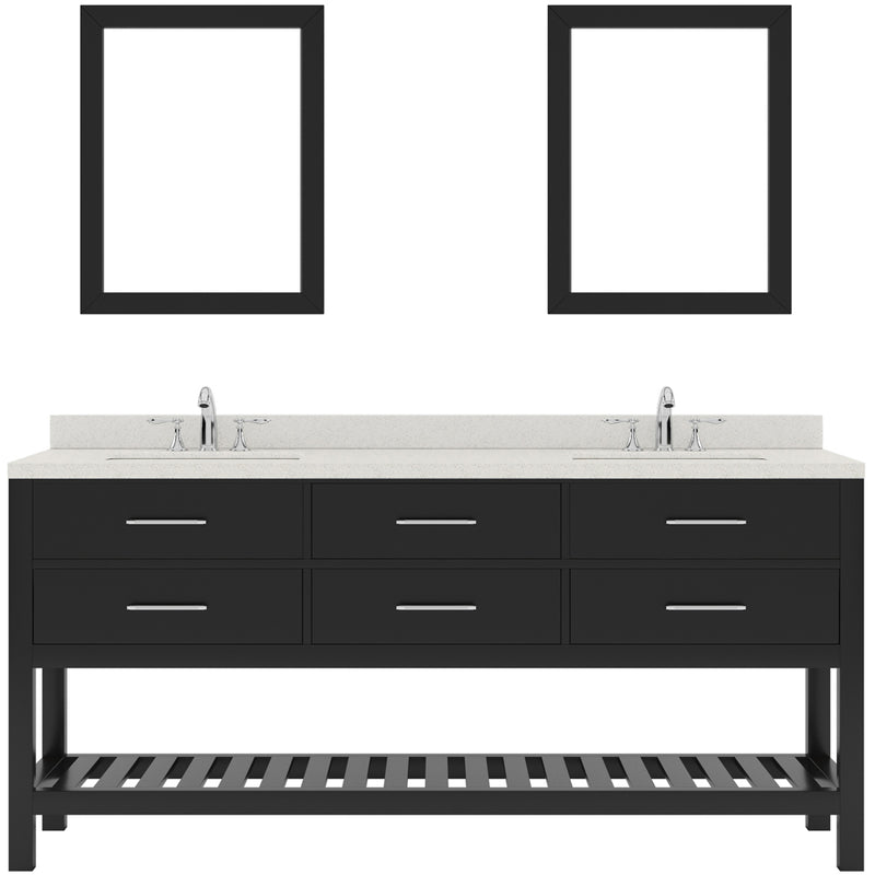 Modern Fittings Caroline Estate 72" Double Bath Vanity with Quartz Top and Square Sinks Faucets