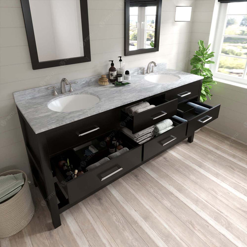 Modern Fittings Caroline Estate 72" Double Bath Vanity with Marble Top and Round Sinks