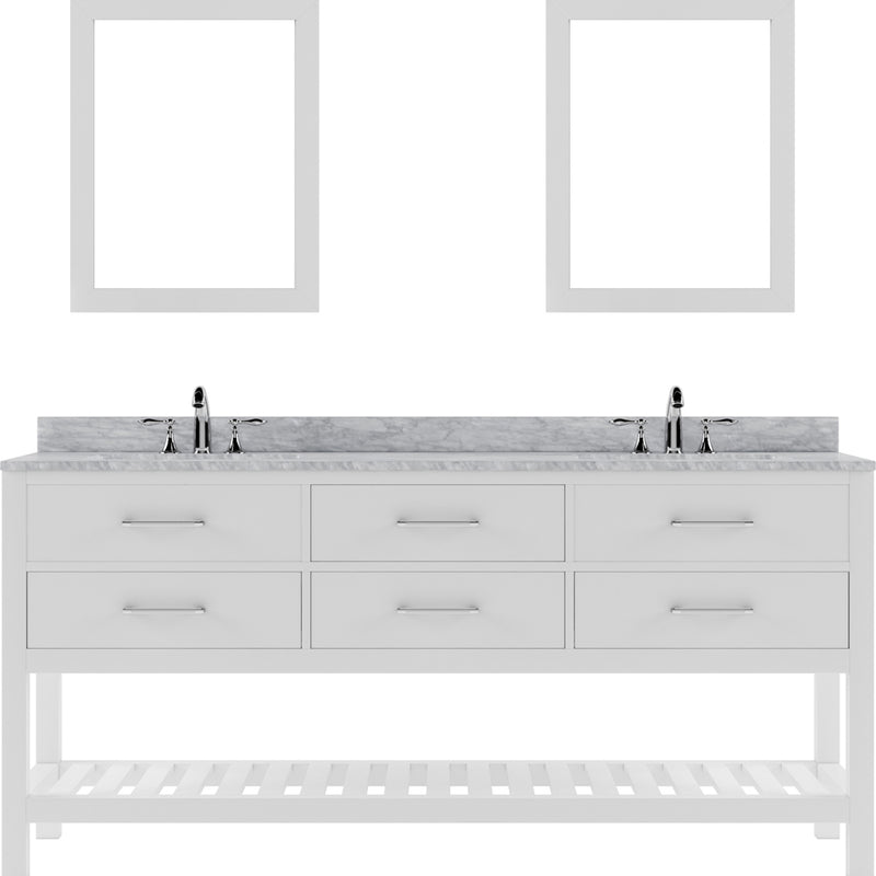 Modern Fittings Caroline Estate 72" Double Bath Vanity with Marble Top and Round Sinks Faucets