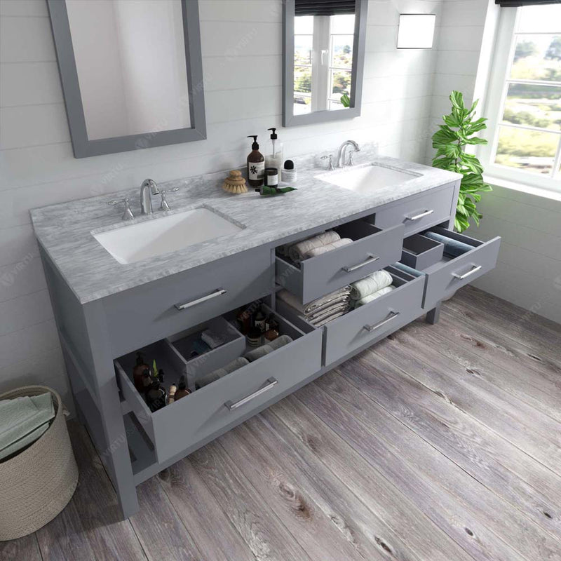 Modern Fittings Caroline Estate 72" Double Bath Vanity with Marble Top and Square Sinks